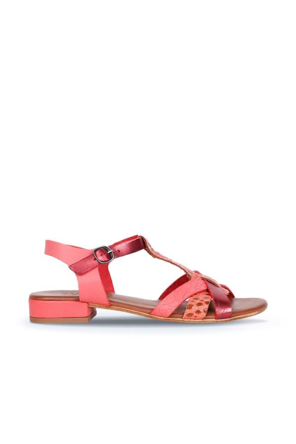 Mercan Deri Kadın Topuklu Sandalet