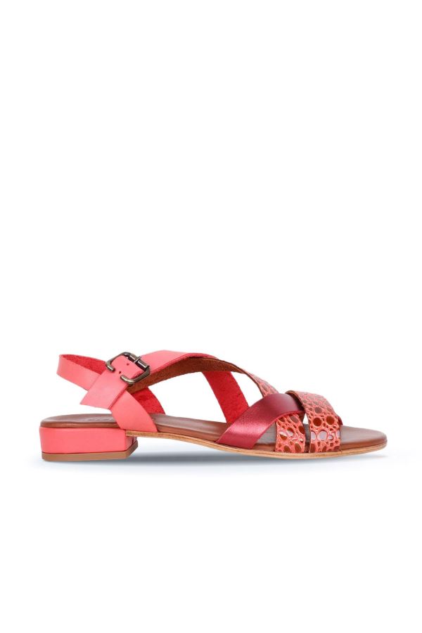 Mercan Deri Kadın Topuklu Sandalet