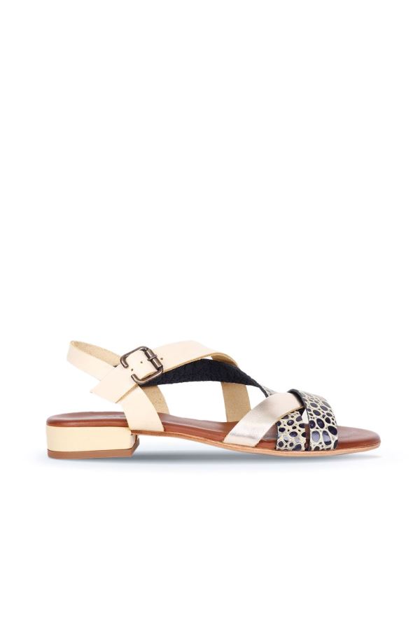 Sarı Deri Kadın Topuklu Sandalet