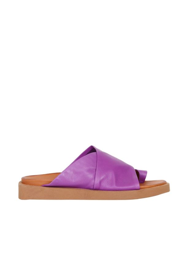 Lila Deri Kadın Parmak Arası Terlik