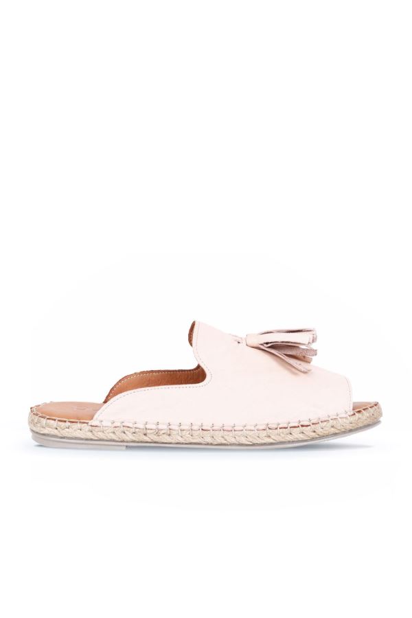 Pudra Deri Kadın Espadril Terlik