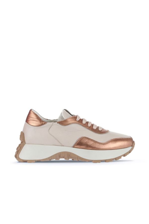 Taba Krem Deri Kadın Spor Ayakkabı