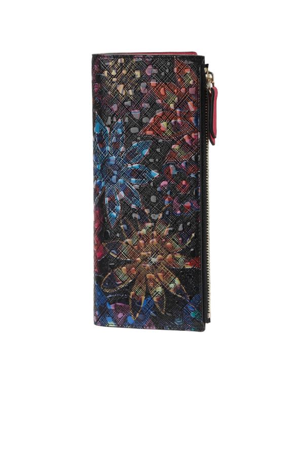 Siyah Çiçekli Deri Kadın Cüzdan