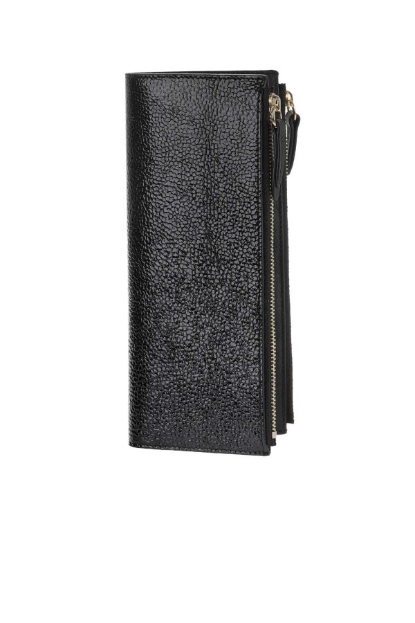Siyah Parlak Deri Kadın Cüzdan