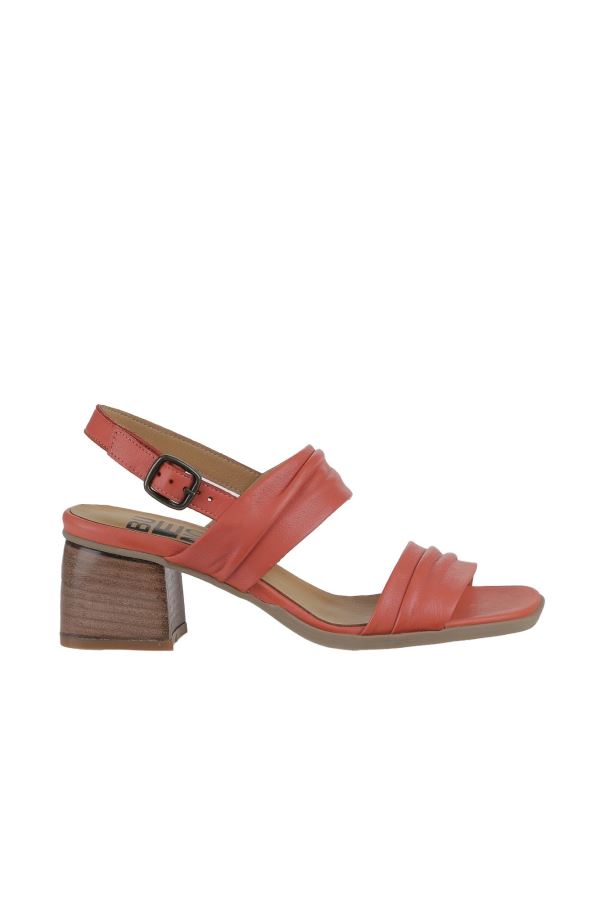 Mercan Deri Kadın Topuklu Sandalet