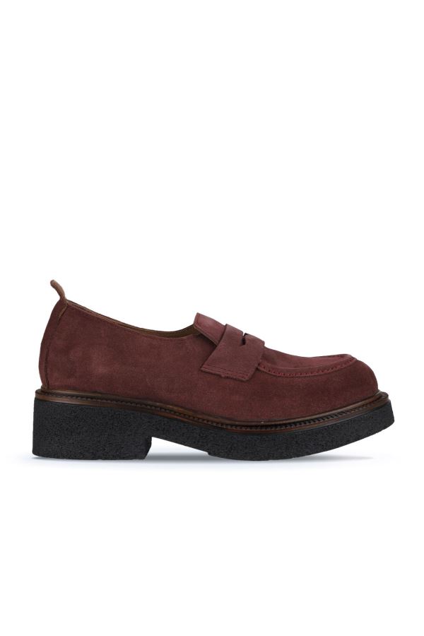 Bordo Süet Kadın Loafer