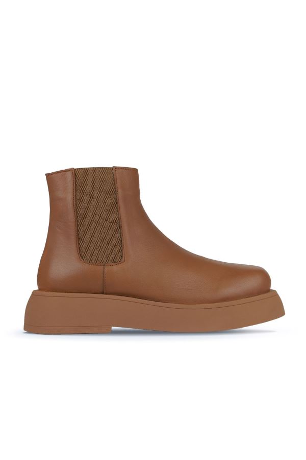 Taba Deri Kadın Düz Bot