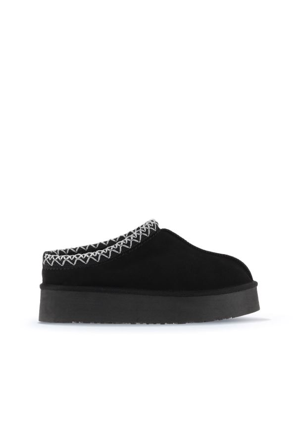 Siyah Süet Kadın Dolgu Topuklu Bot