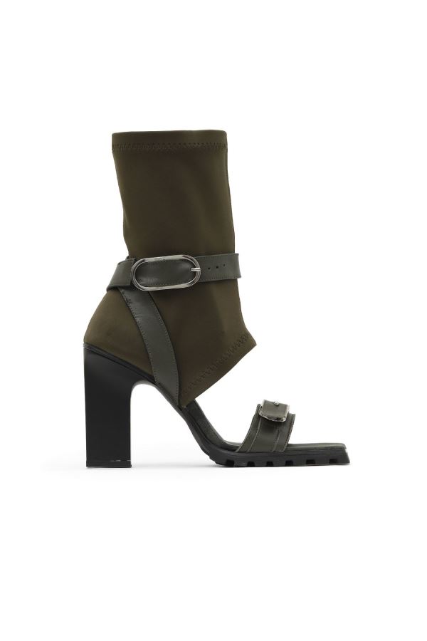 Haki Deri-Kms Kadın Sandalet