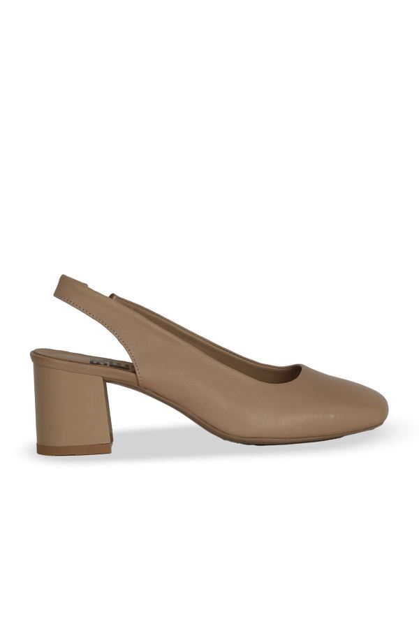 Vizon Deri Kadın Topuklu Ayakkabı