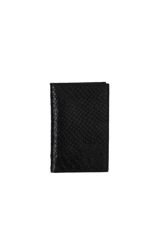 Siyah Yılan Deri Erkek Kartlık