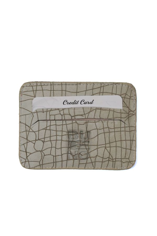 Beyaz Cracked Deri Erkek Kartlık