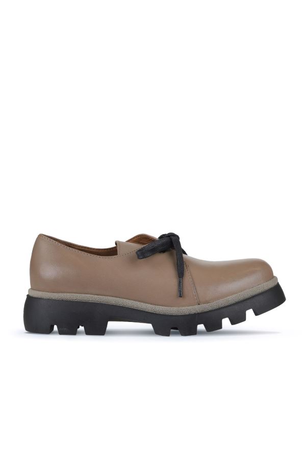 Gri Deri Kadın Klasik Ayakkabı