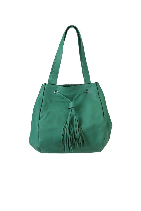 Yeşil Koyu Deri Kadın Omuz Çantası