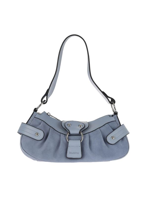 Mavi Süet-Deri Kadın Omuz Çantası