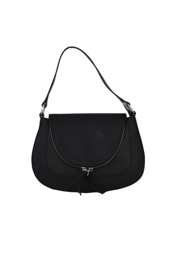 Siyah Deri Kadın Kol Çantası