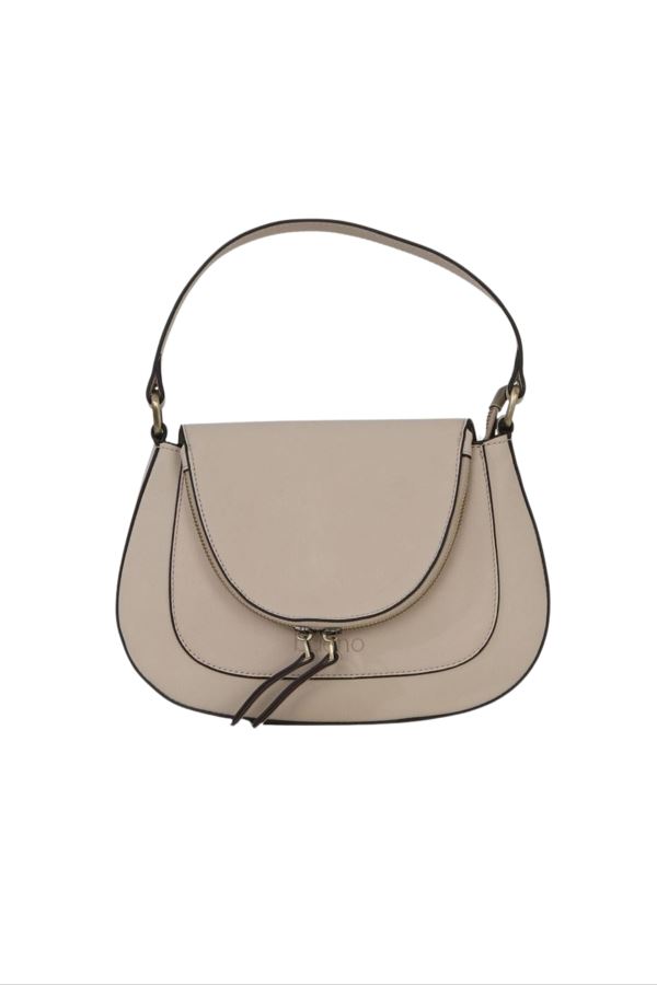 Bej Deri Kadın Kol Çantası