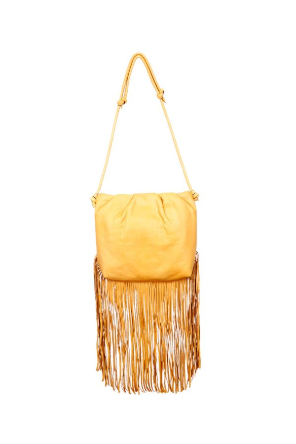 Sarı Deri Kadın Çapraz Çanta