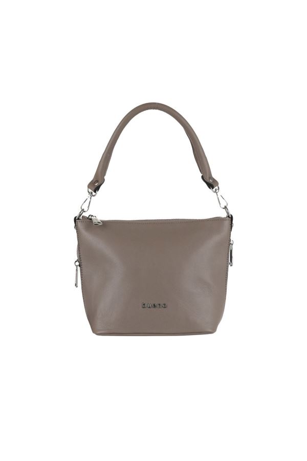 Gri Deri Kadın Omuz Çantası