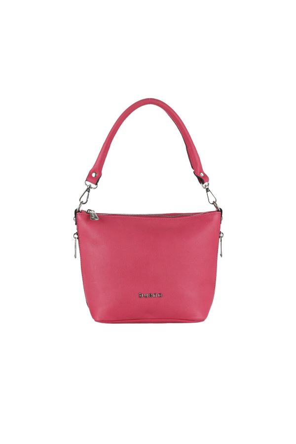 Fuşya Koyu Deri Kadın Omuz Çantası