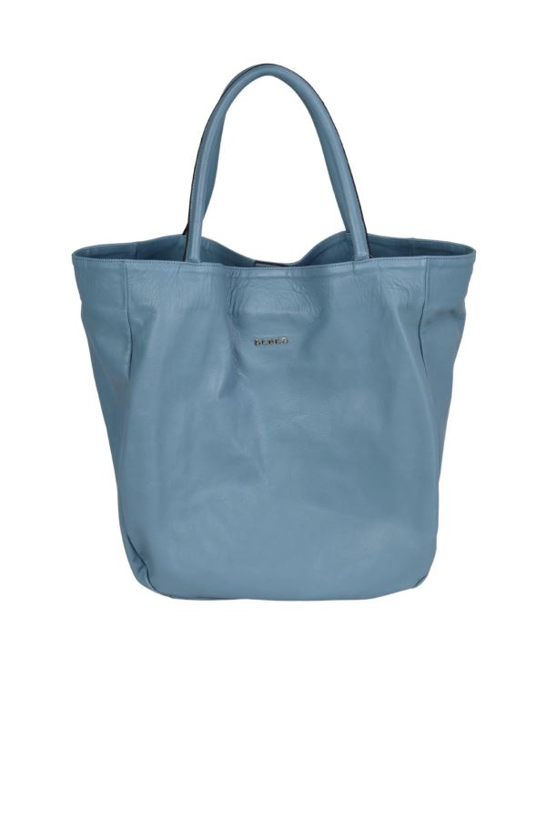 Mavi Açık Deri Kadın Omuz Çantası