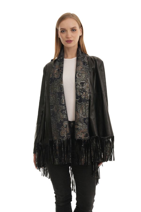 Lacivert Florance Kadın Deri Panço