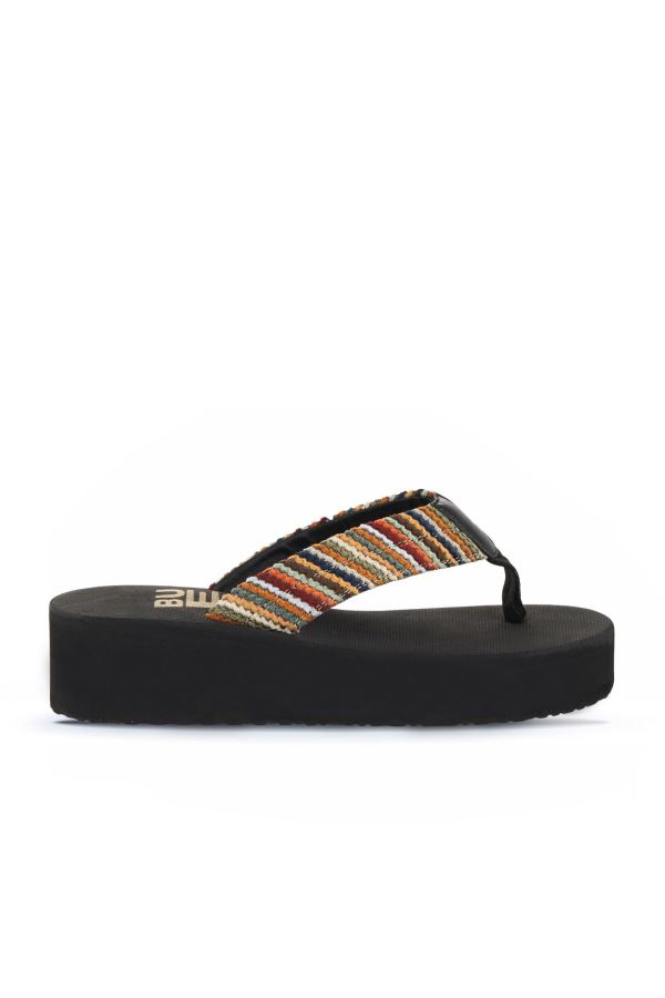 Hitit Baskı Kadın Dolgu Topuklu Terlik