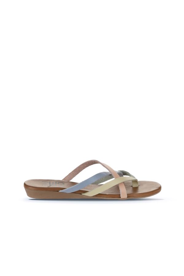 Haki Multi Deri Kadın Parmak Arası Terlik