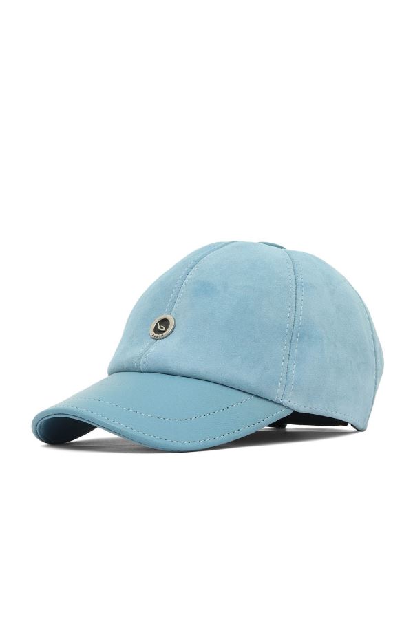 Mavi Açık Deri-Süet-1 Erkek Şapka