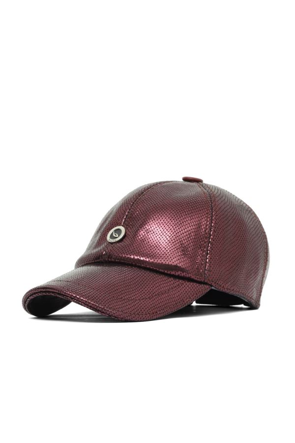 Bordo Parlak Deri Kadın Şapka