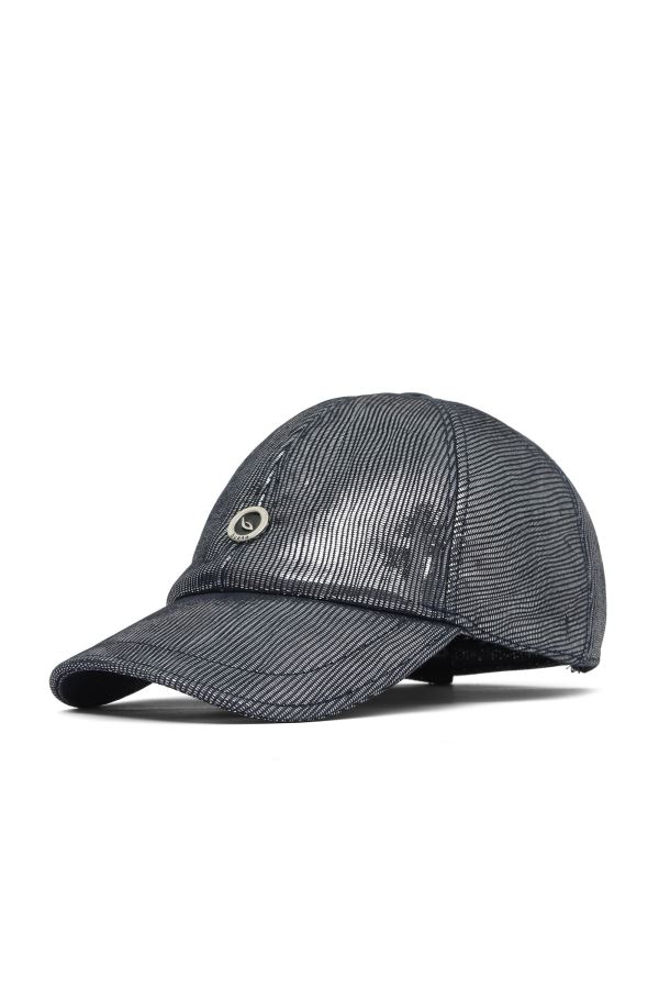 Mavi Koyu İguana Deri Kadın Şapka