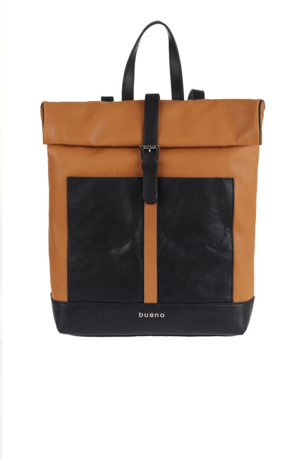 Taba Siyah Deri Kadın Sırt Çantası