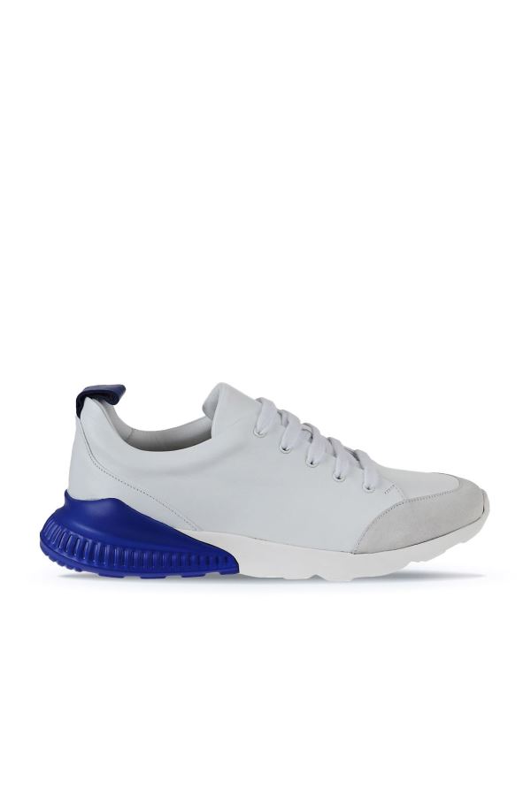 Beyaz Mavi Deri Erkek Spor Ayakkabı