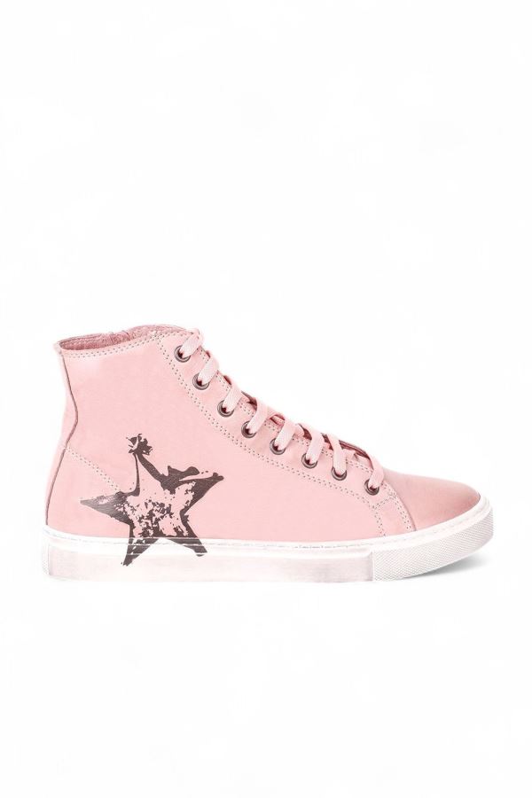 Gül Kurusu Deri Kadın Baskılı Spor Bot