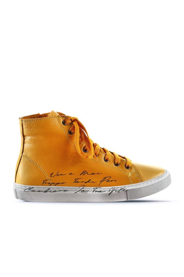 Sarı B82C01 Kadın Baskılı Spor Bot