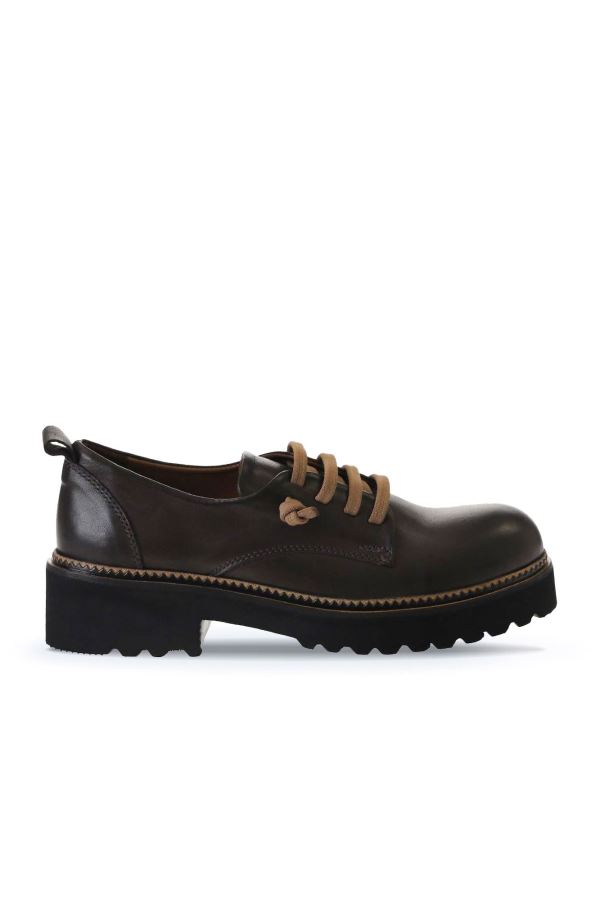 Kahverengi Açık Kahve Deri Kadın Klasik Ayakkabı