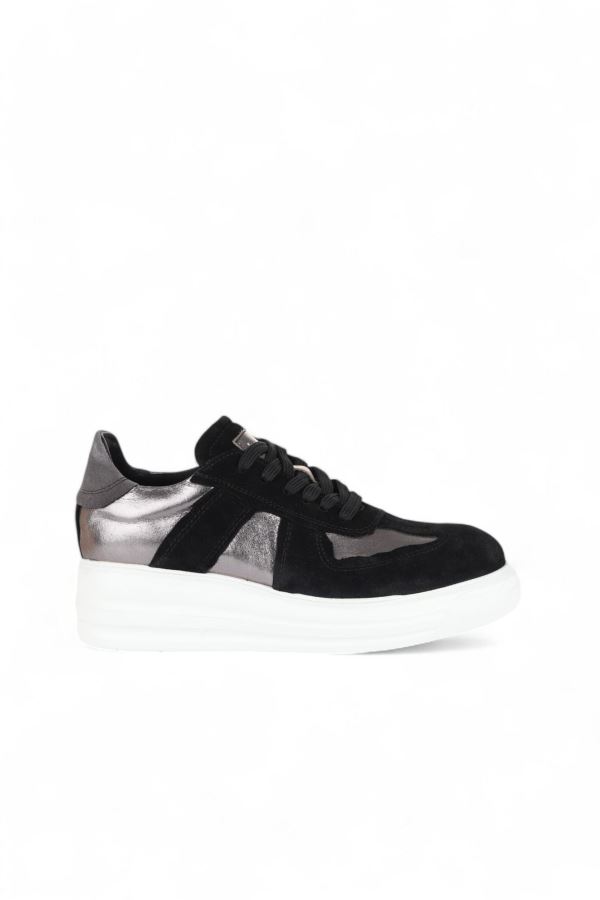 Siyah Multi Deri Kadın Spor Ayakkabı