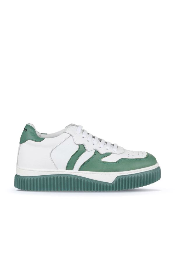 Yeşil Beyaz Deri Kadın Spor ayakkabı