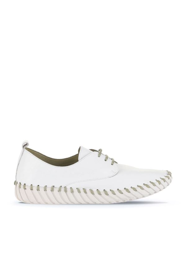 Haki Deri Kadın Günlük Ayakkabı