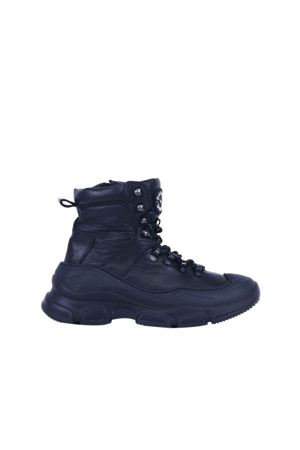 Siyah Deri Kadın Spor Bot 