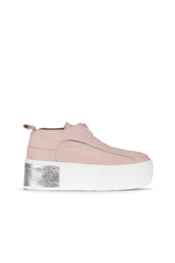 Pudra Deri Kadın Dolgu Topuklu Ayakkabı 