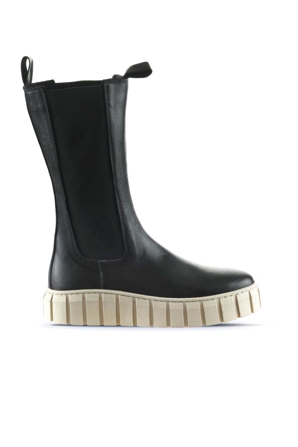 Siyah Deri Kadın Spor Çizme