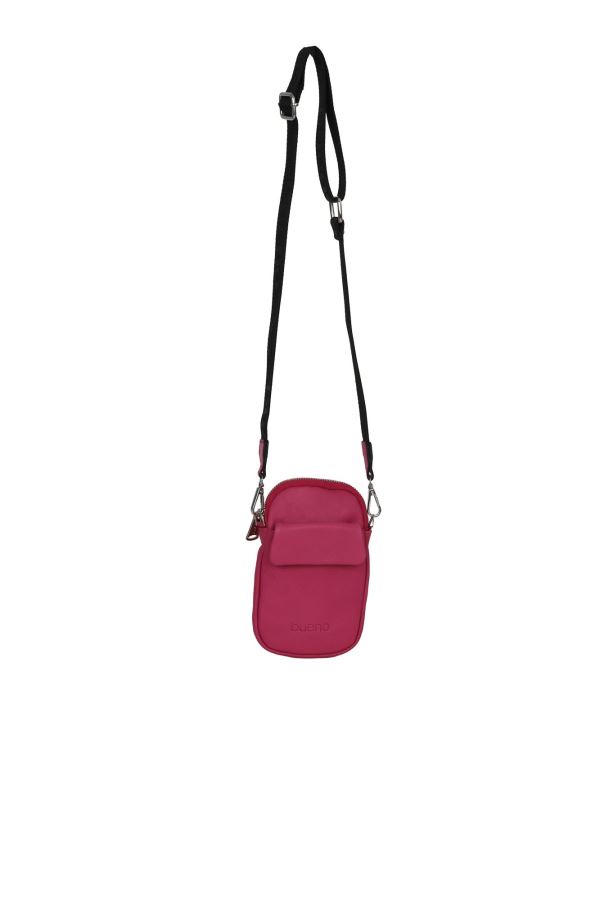 Fuşya Deri Kadın Askılı Telefon Çantası