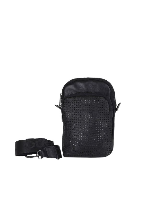 Siyah Deri Unisex Telefon Çantası