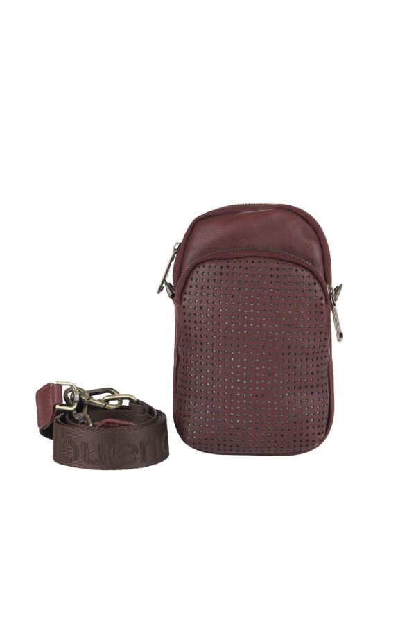 Bordo Koyu Deri Unisex Telefon Çantası