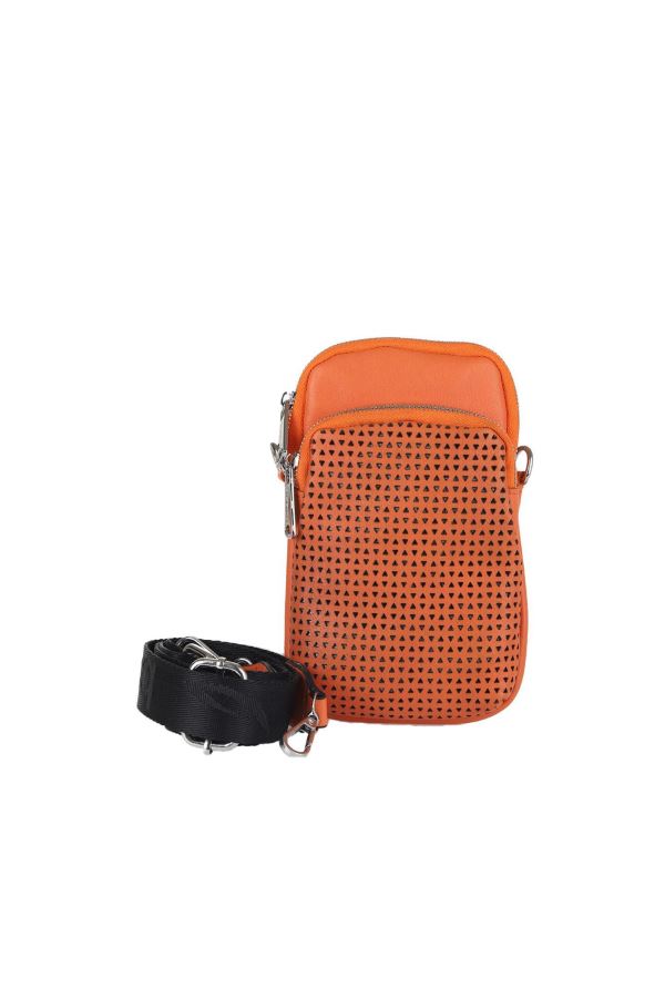 Turuncu Deri Unisex Telefon Çantası