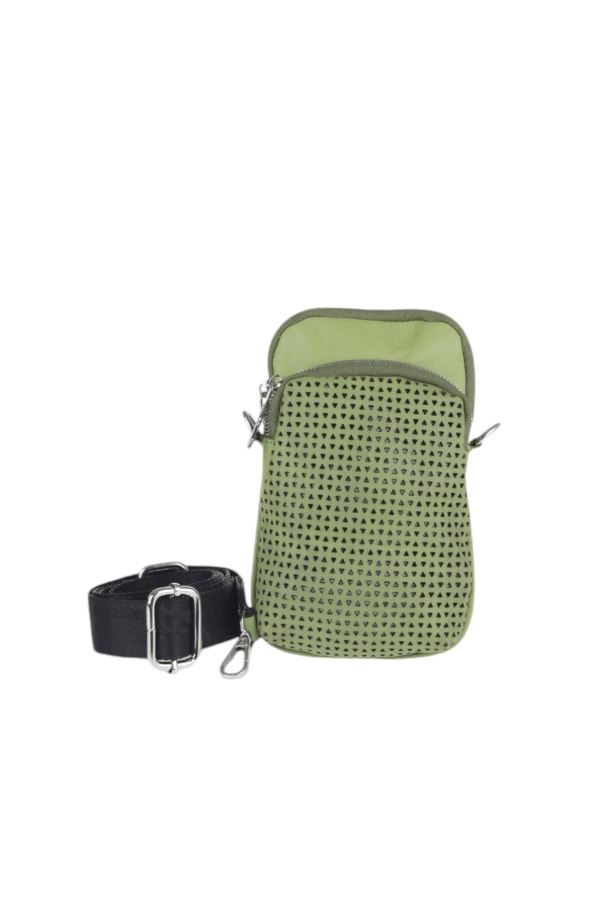 Yeşil Deri Unisex Telefon Çantası