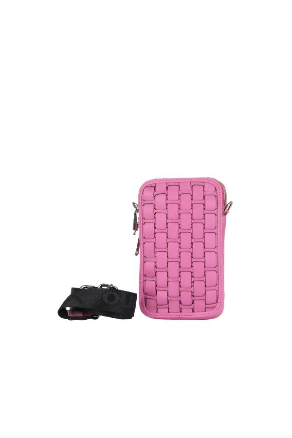 Fuşya Deri Unisex Telefon Çantası