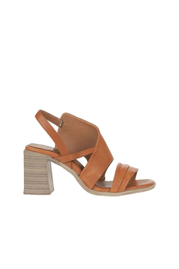 Taba Koyu Deri Kadın Topuklu Sandalet