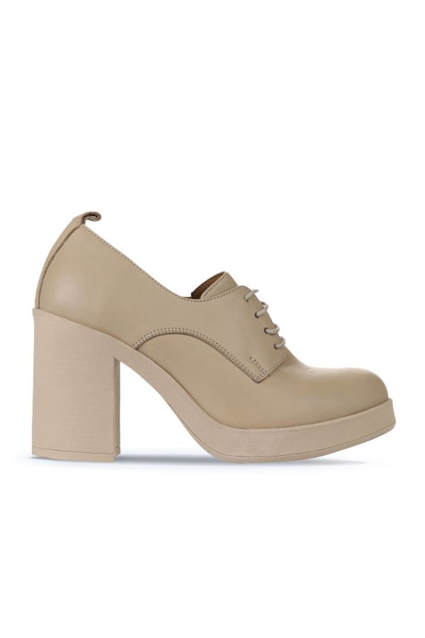 Vizon Deri Kadın Topuklu Ayakkabı